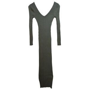 Hera Collection Womens Bodycon Midi Sweater Dress Long Sleeve Stretch Sz S Green